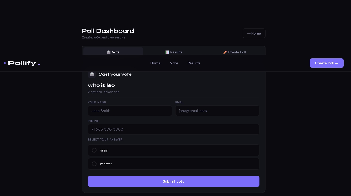 Pollify Hero Landing Page