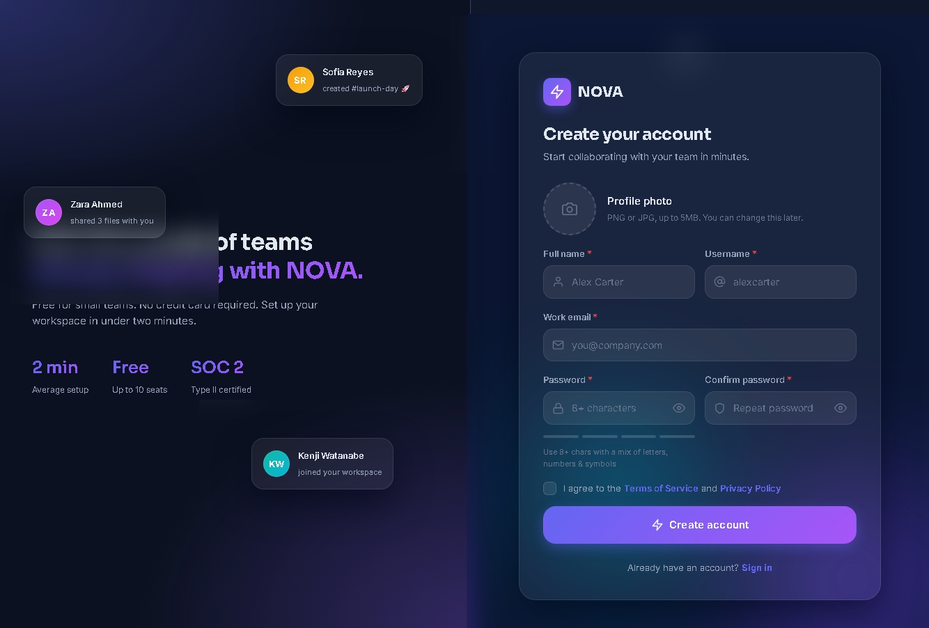 NOVA — Analytics Dashboard